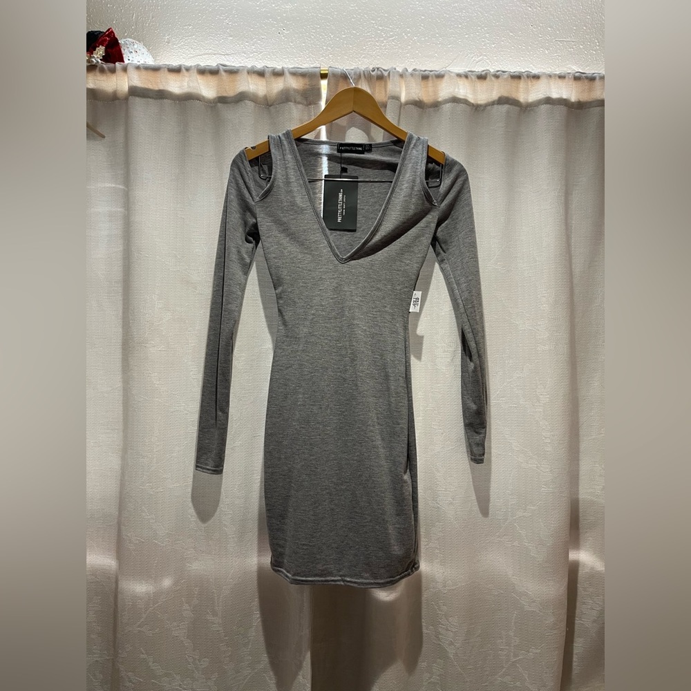 Prettylittlething Cut Out Long Sleeve Dress